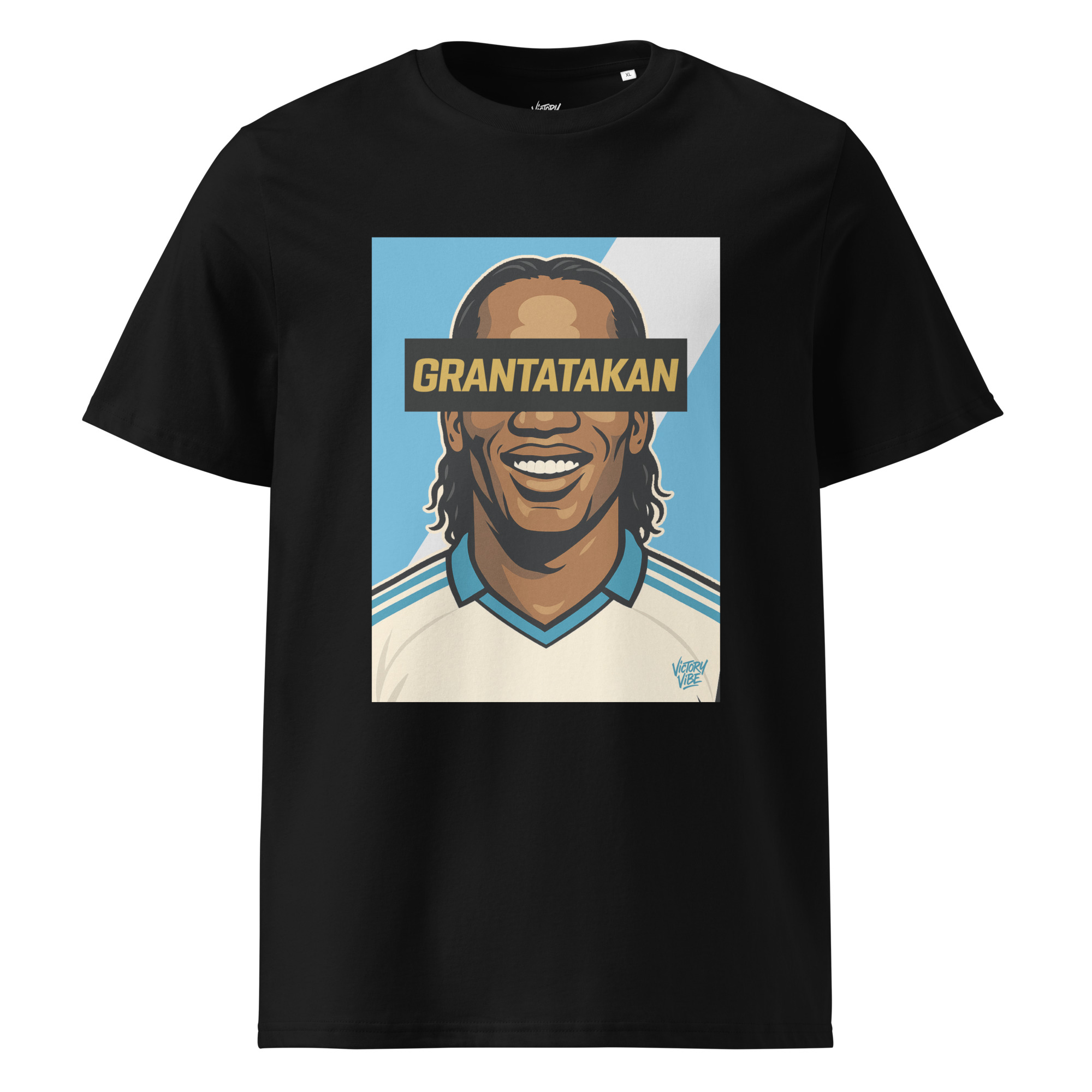 T-shirt GRANTATAKAN Marseillais Ivoirien - Fond bleu et blanc - Victory Vibe