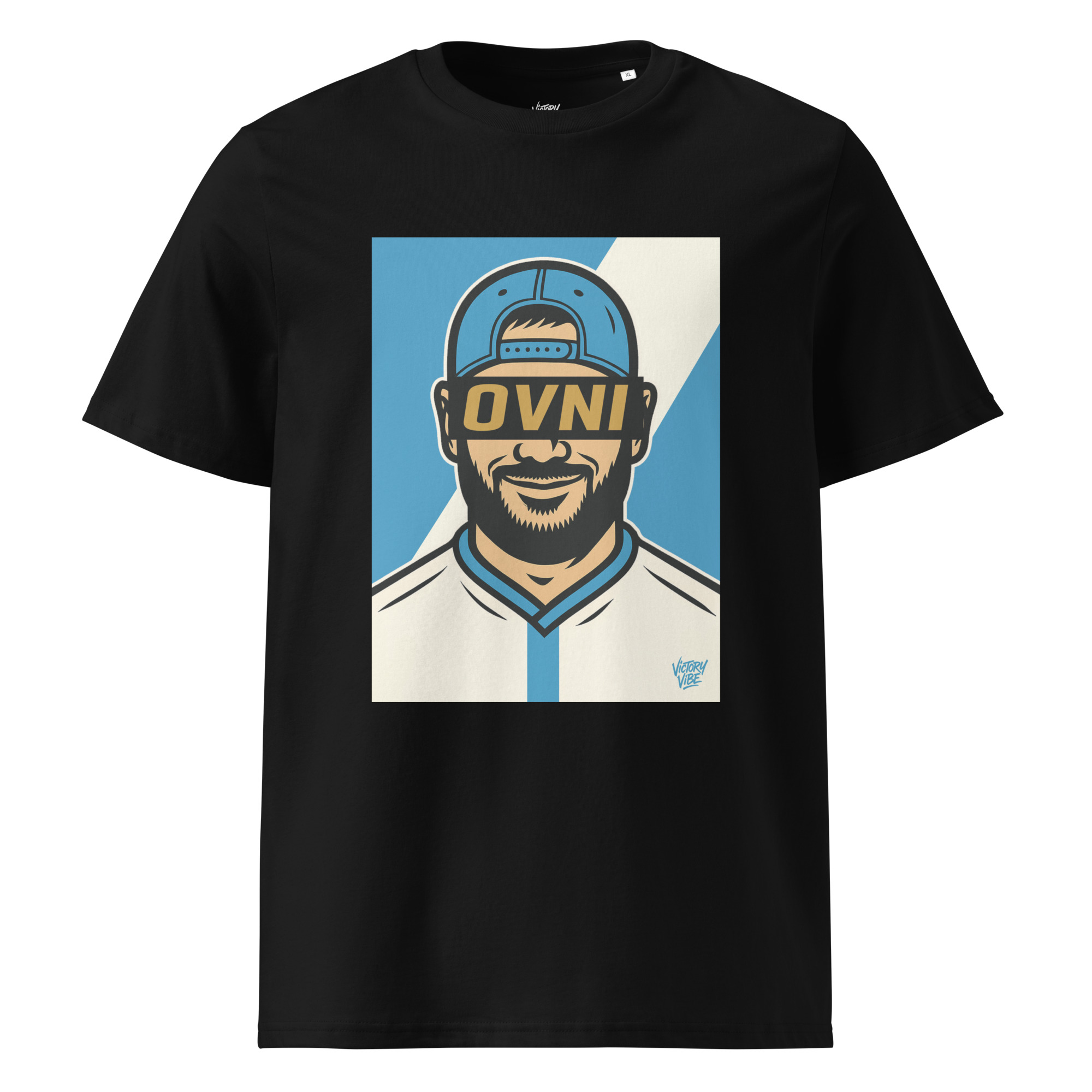 T-shirt OVNI Marseillais - Fond bleu et blanc - Victory Vibe