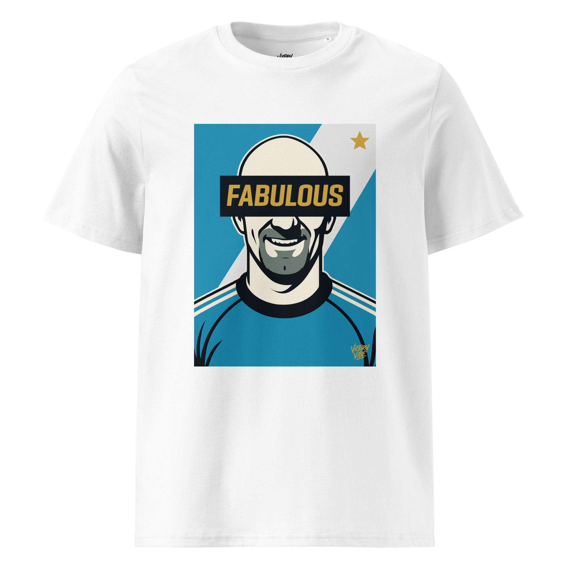 T-shirt FABULOUS - Fond bleu et blanc - Victory Vibe – Image 3