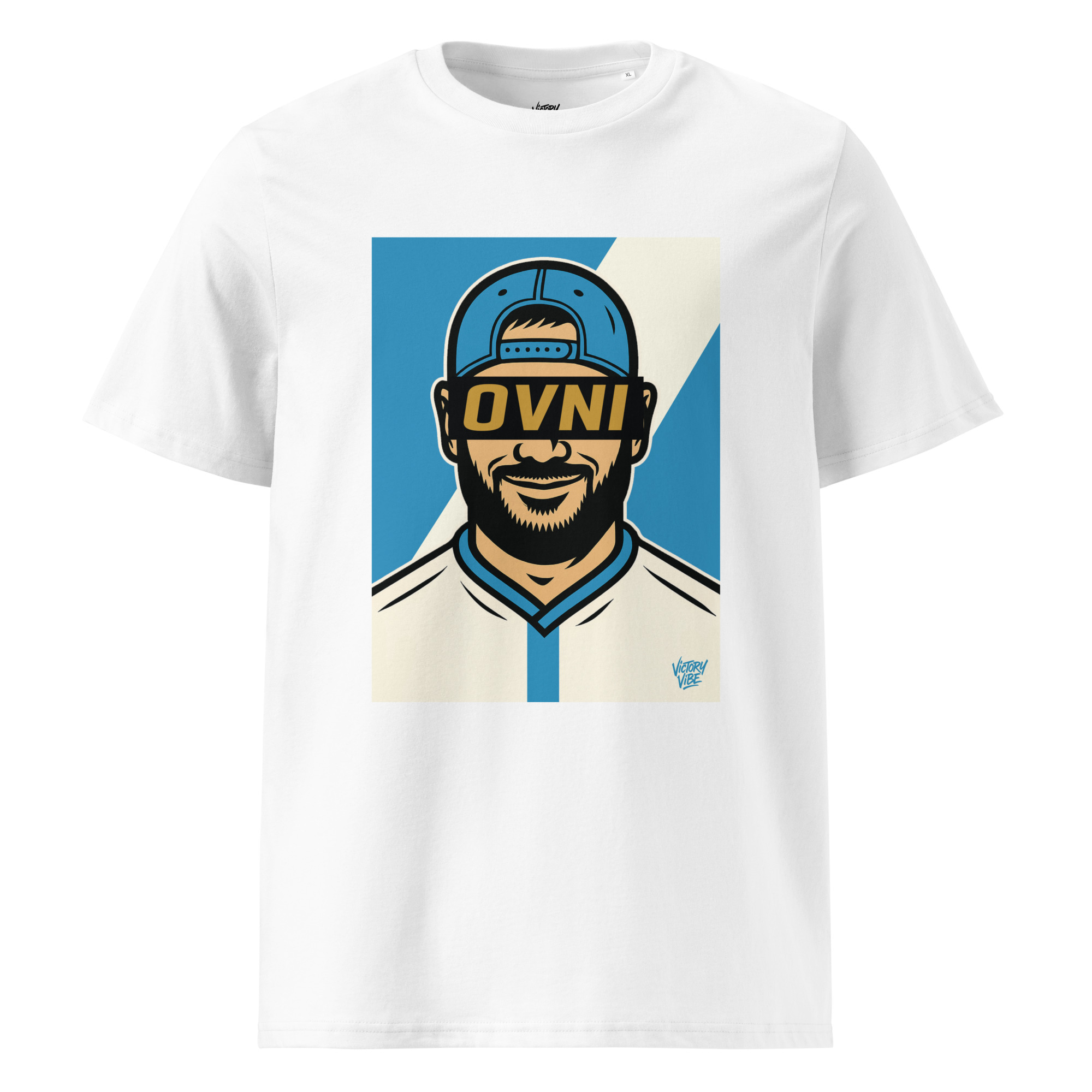 T-shirt OVNI Marseillais - Fond bleu et blanc - Victory Vibe – Image 3