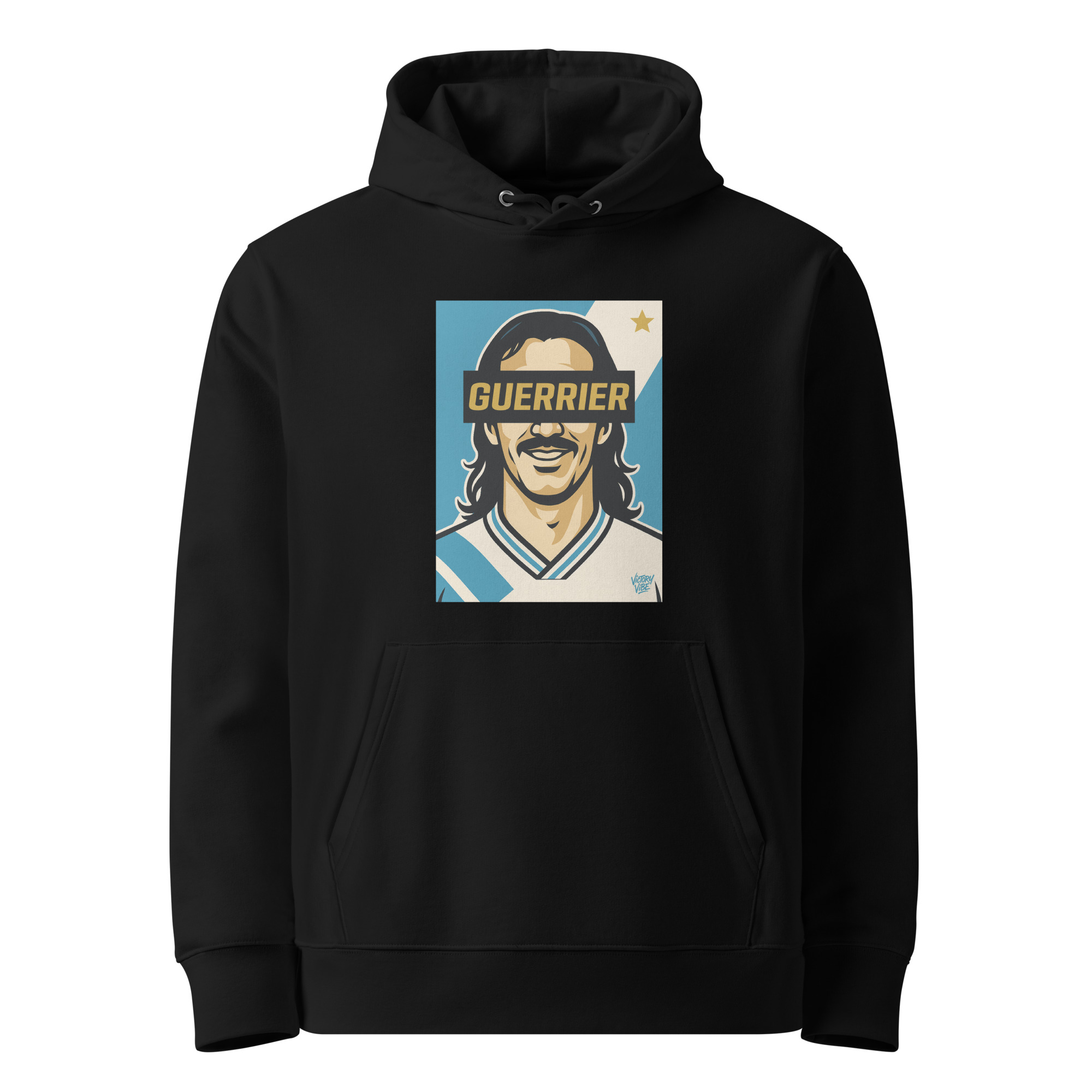 Sweat à capuche GUERRIER Marseillais - Fond bleu et blanc - Victory Vibe